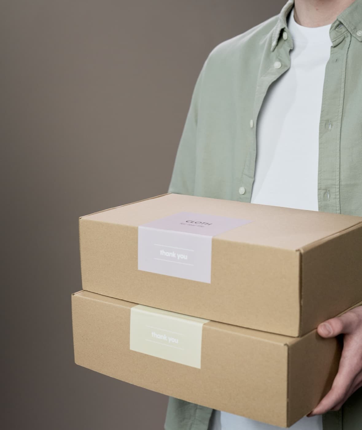 Boxed and labeled parcels ready for outbound shipment from a fulfilment operation
